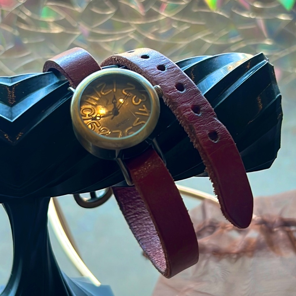Funky leather wraparound watch+ travel pouch